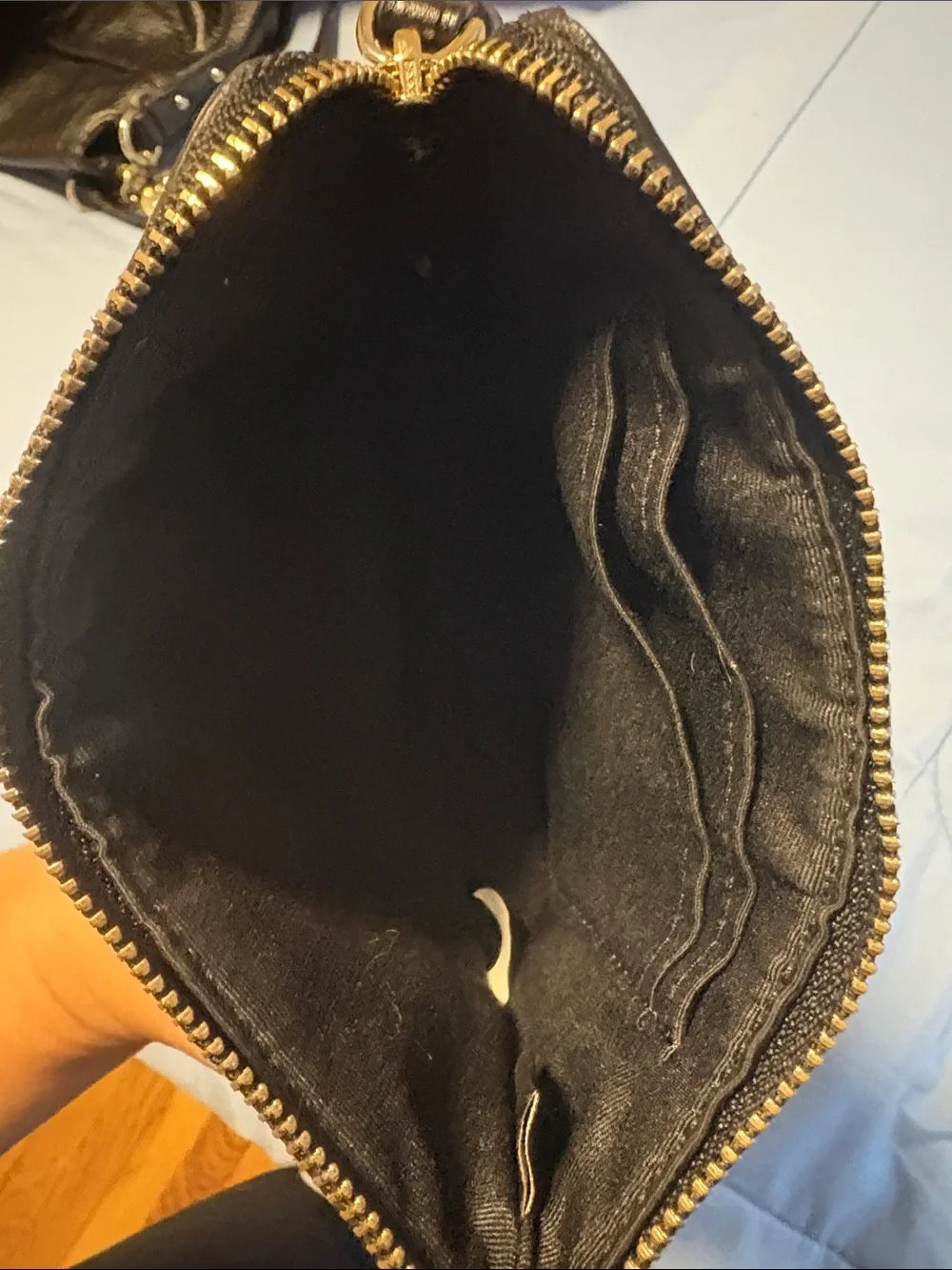 Coach Brown & Black Leather Wristlet Phone Case with Gold Logo